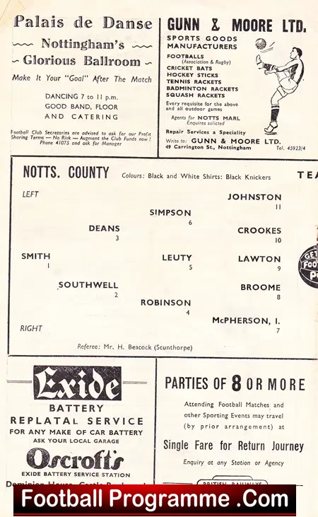 Notts County v Hull City 1951