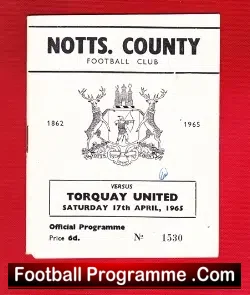 Notts County v Torquay United 1965 - football programme