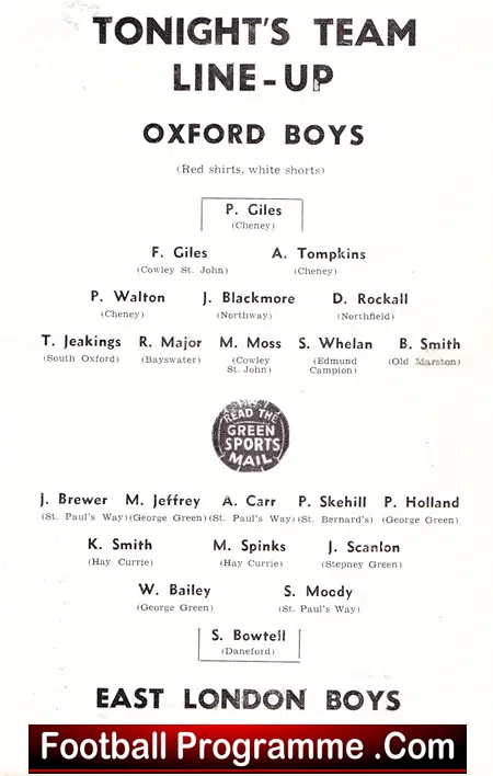 Oxford Boys v London Boys 1966 – Schoolboys Trophy