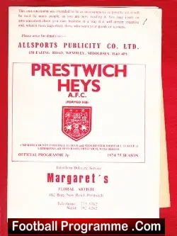 Prestwich Heys v Rossendale United 1974 - football programme