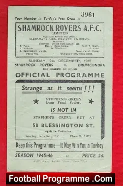 Shamrock Rovers v Drumcondra 1945 – Ireland Irish