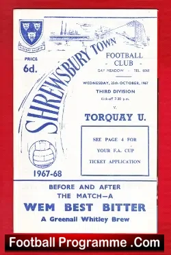 Shrewsbury Town v Torquay United 1967