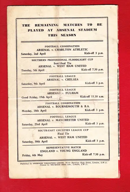 Sparta AC v Glasgow Rangers 1960 - EC Replay Arsenal - Signed