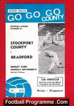 Stockport County v Bradford 1966 - football programme