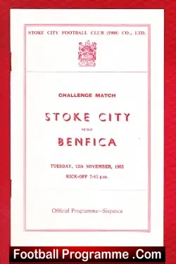 Stoke City v Benfica 1963 - Eusebio - Friendly Match - football programme