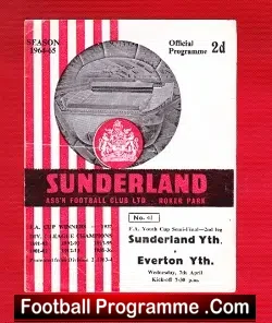 Sunderland v Everton 1965 - FA Youth Cup Semi Final - football programme