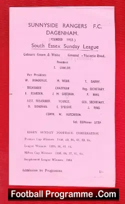 Sunnyside Rangers v Wheatsheaf 1965