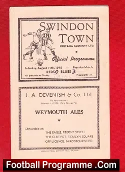 Swindon Town Reds v Blues 1948 - Practice Game - football programme