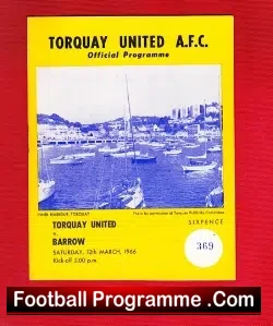 Torquay United v Barrow 1966