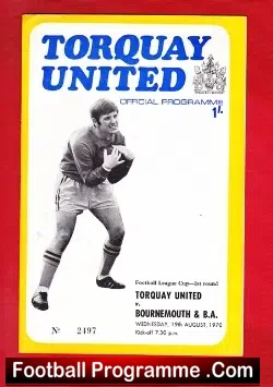 Torquay United v Bournemouth 1970 - football programme
