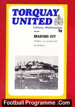 Torquay United v Bradford City 1972 - football programme