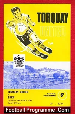 Torquay United v Bury 1968