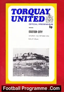 Torquay United v Exeter City 1972 - football programme
