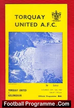 Torquay United v Gillingham 1967