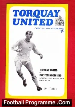 Torquay United v Preston 1970 - football programme