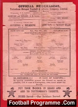 Tottenham Hotspur v Aldershot 1945 – War Time Issue