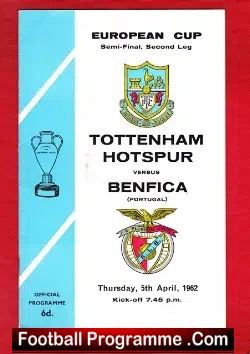 Tottenham Hotspur v Benfica 1962 – European Cup Semi Final