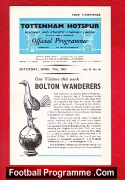 Tottenham Hotspur v Bolton Wanderers 1963
