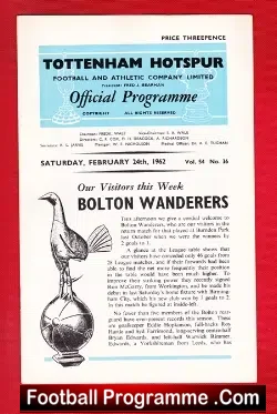 Tottenham Hotspur v Bolton Wanderers 1962