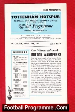Tottenham Hotspur v Bolton Wanderers 1964