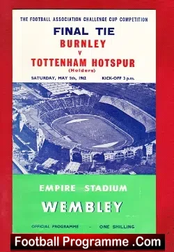 Tottenham Hotspur v Burnley 1962 - FA Cup Final - football programme