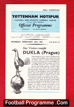 Tottenham Hotspur v Dukla 1962 – Prague Team