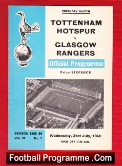 Tottenham Hotspur v Glasgow Rangers 1968 – Friendly Match