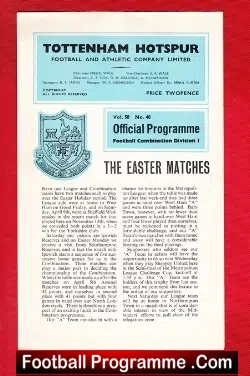 Tottenham Hotspur v Ipswich Town 1966 – Reserves + Southampton