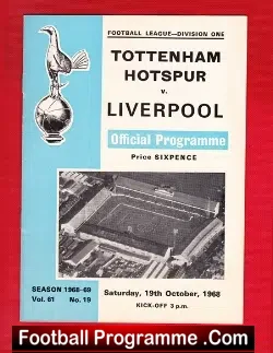 Tottenham Hotspur v Liverpool 1968