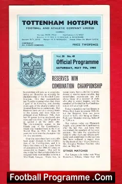Tottenham Hotspur v Plymouth Argyle 1966 – Reserves Match