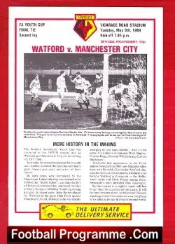 Watford v Manchester City 1989 - Youth Cup Final 2nd Leg - football programme