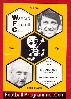 Watford v Newport County 1977 - football programme