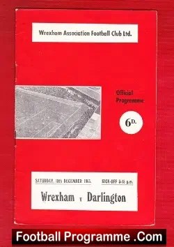 Wrexham v Darlington 1965 - football programme