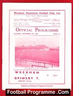 Wrexham v Grimsby Town 1959 - football programme