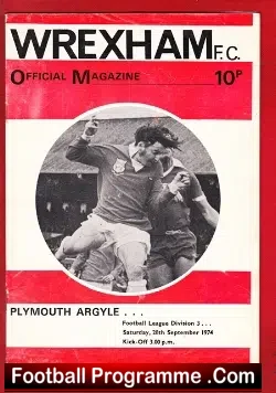 Wrexham v Plymouth Argyle 1974 – inc Newspaper Report