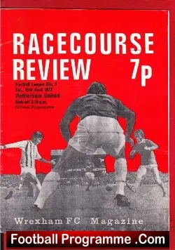 Wrexham v Rotherham United 1972 - football programme