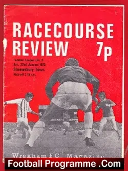 Wrexham v Shrewsbury Town 1972 - football programme
