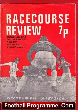 Wrexham v York City 1972 - football programme