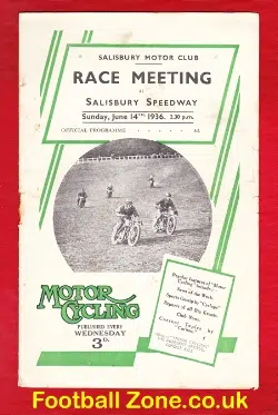 Salisbury Grasstrack Motor Cycle Races 1936