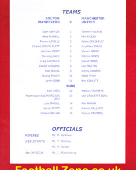 Bolton Wanderers v Manchester United 2005 Reserves +Match Ticket