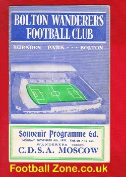 Bolton Wanderers v CDSA Moscow 1957 – Russian Football Team