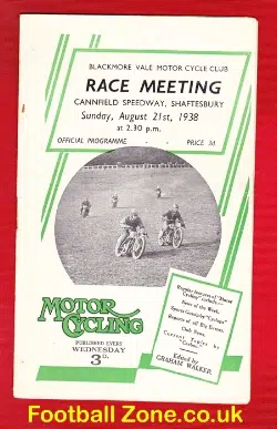 Shaftesbury Cannfield Grass Track Speedway 1938