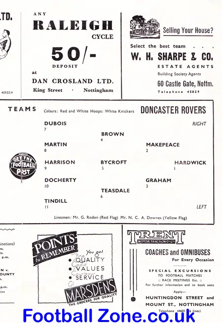 Notts County v Doncaster Rovers 1951