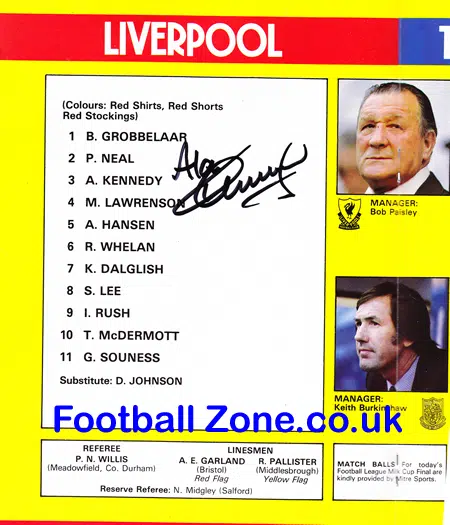 Liverpool v Tottenham 1982 – League Cup Final – SIGNED