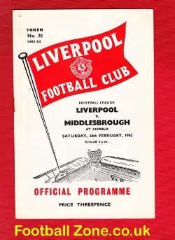 Liverpool v Middlesbrough 1962