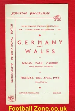 Wales v Germany 1962 – Schools Match at Ninian Park Cardiff