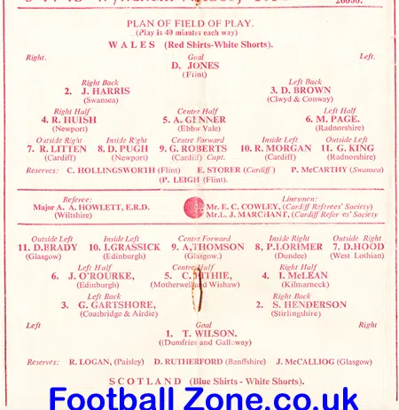 Wales v Scotland 1962 – Schools Match at Ninian Park Cardiff