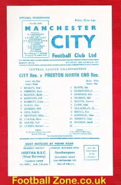Manchester City v Preston 1971 - Reserves Match