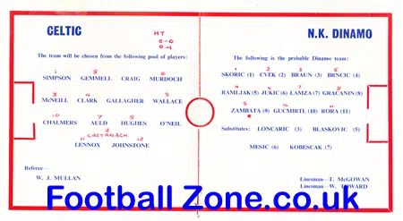 Glasgow Celtic v Dinamo Zagreb 1967 – Lisbon Lions Glory Season