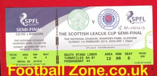Glasgow Celtic v Glasgow Rangers 2015 - Football Ticket